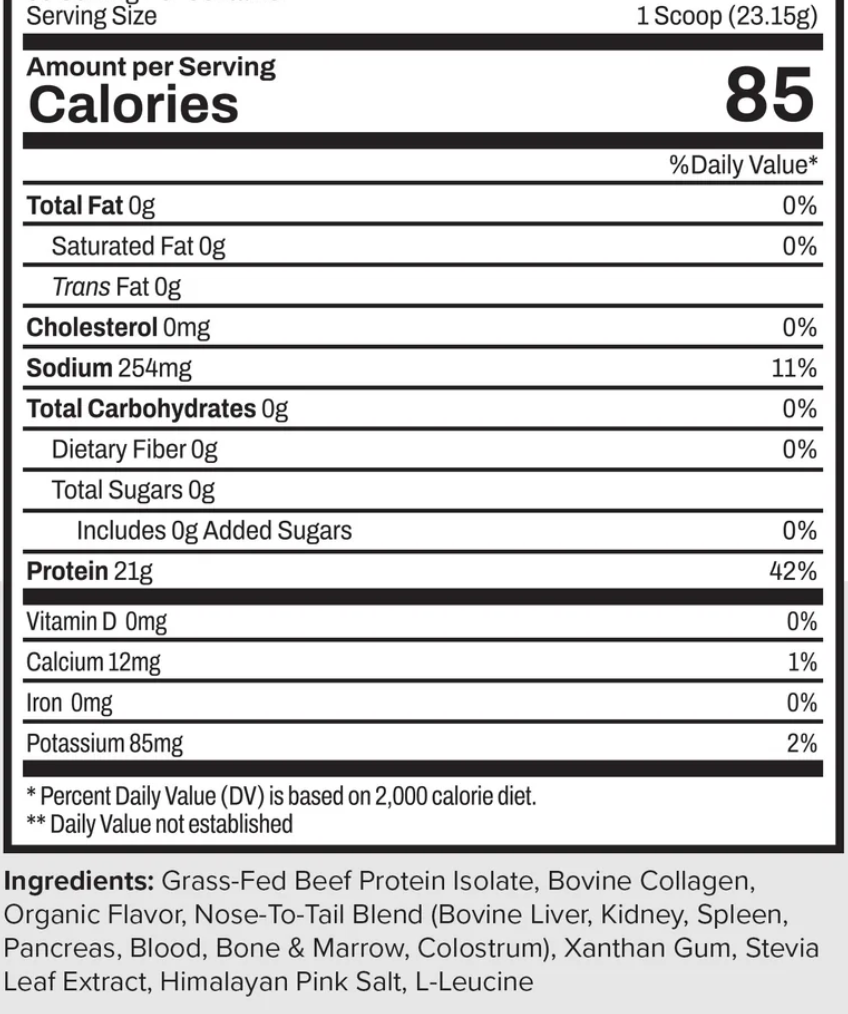 Noble Protein - Vanilla (Grass-Fed Beef Protein)