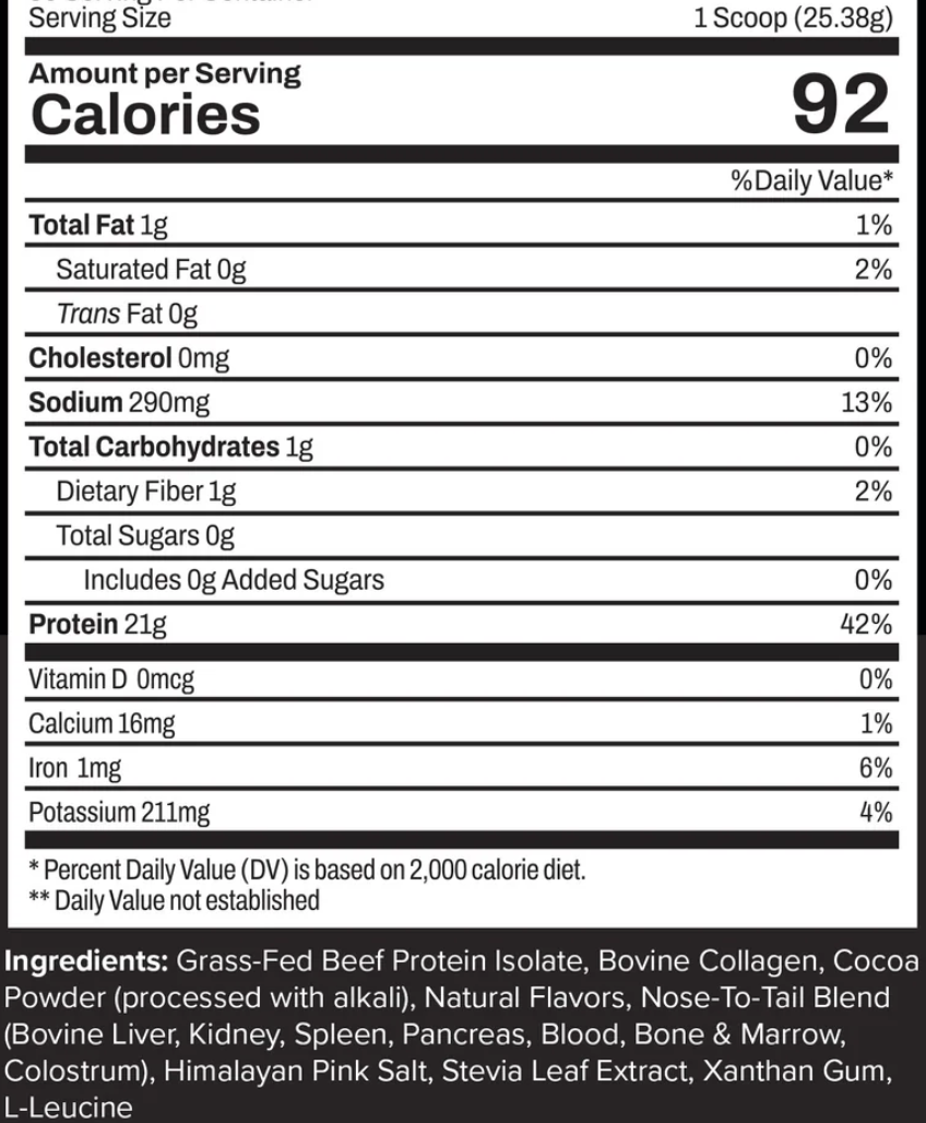 Noble Protein - Chocolate (Grass-Fed Beef Protein)